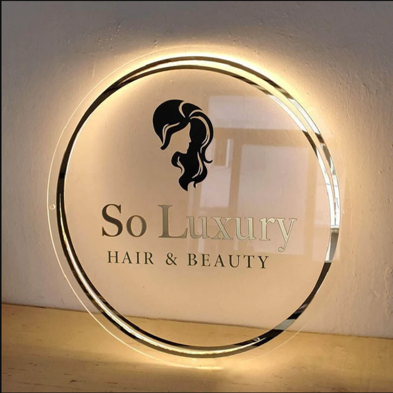 Home Cinema Logo - Business Neon Lights Mirror Logo Sign