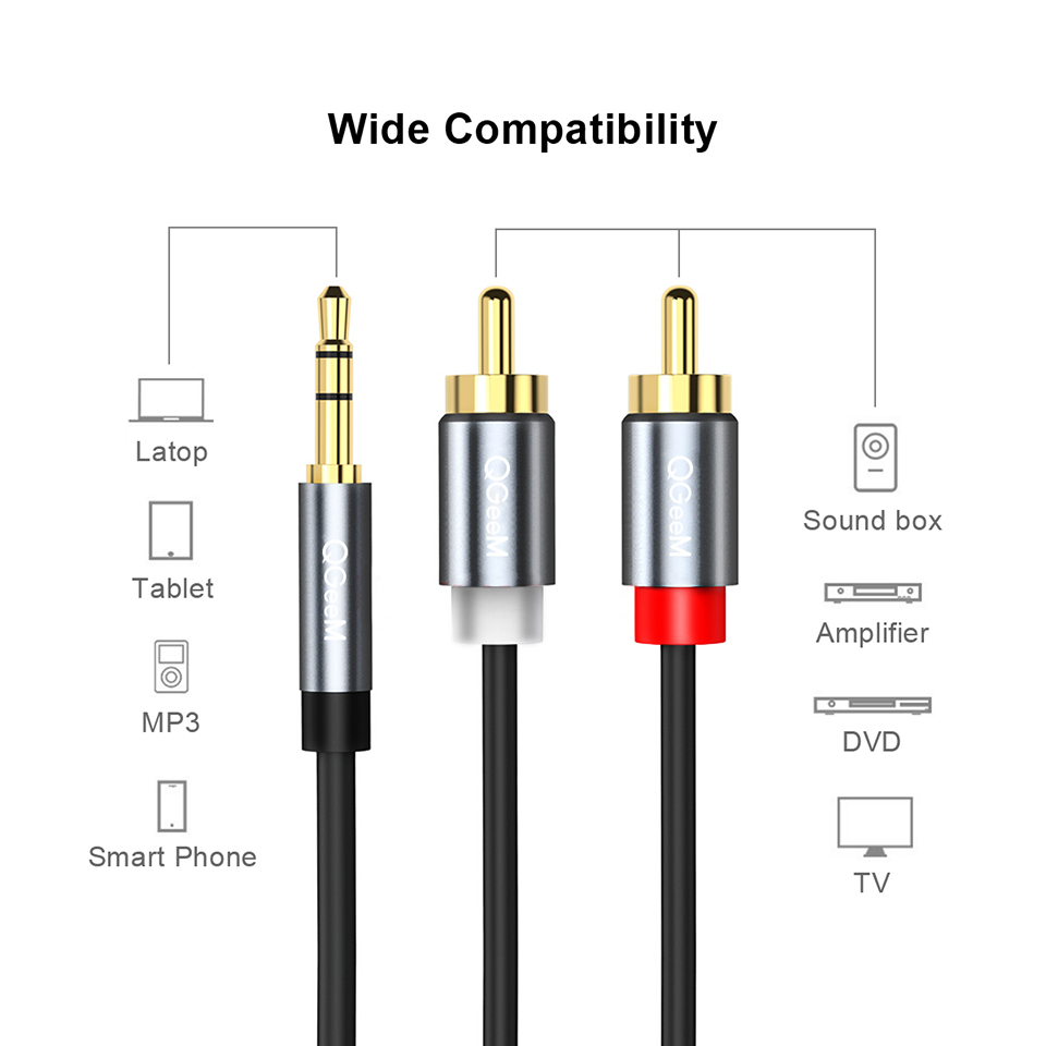 QGeeM RCA Cable 2RCA to 3.5 Au - огляд і ціна Home Cinema Tv