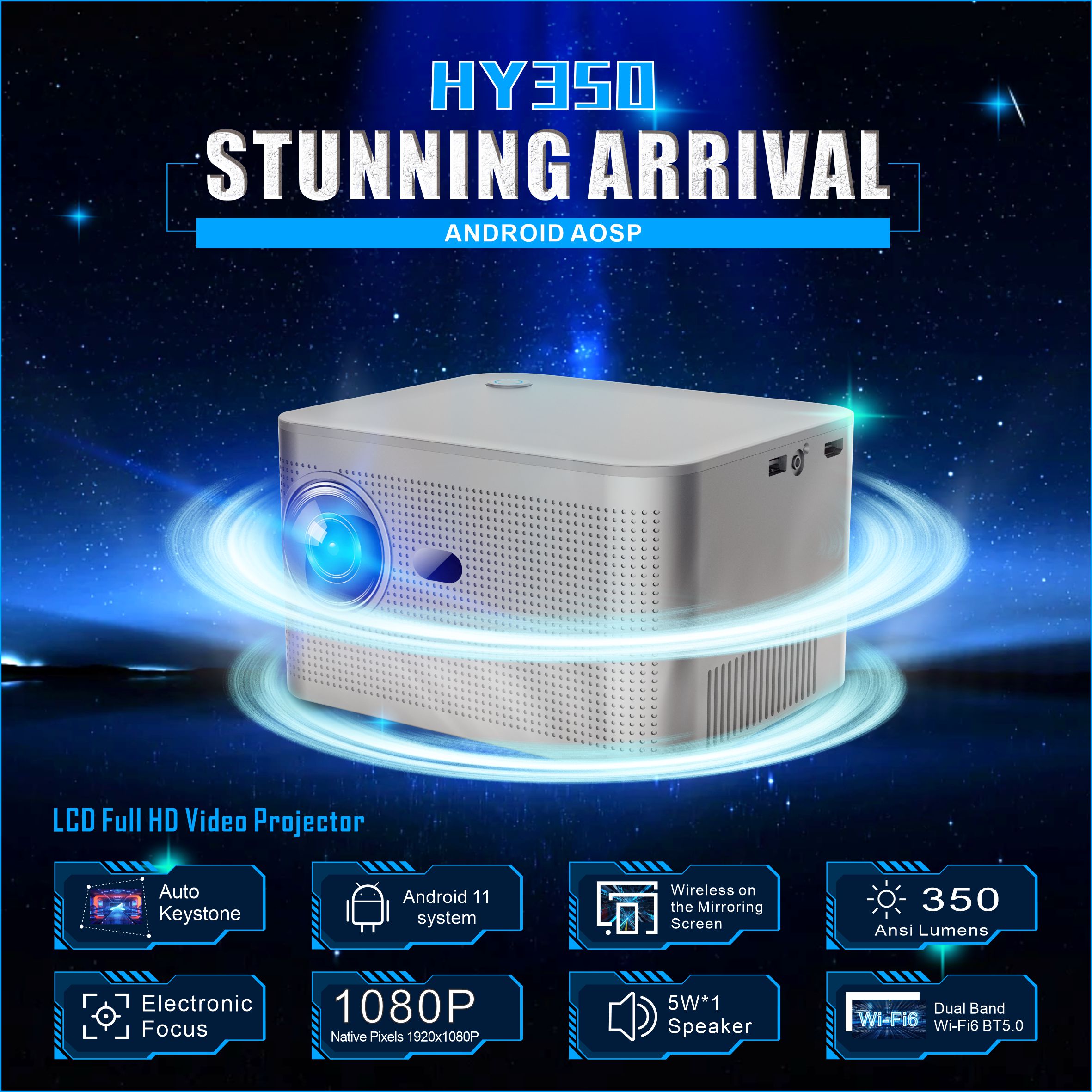 HY350 Smart Projector 4K Andro - огляд і ціна Home Cinema Quad